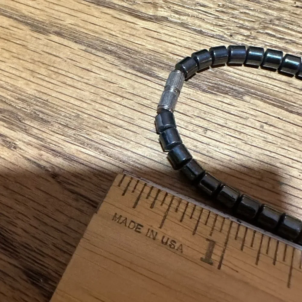 Handcrafted Genuine Hematite Healing Magnetic Necklace 16”
